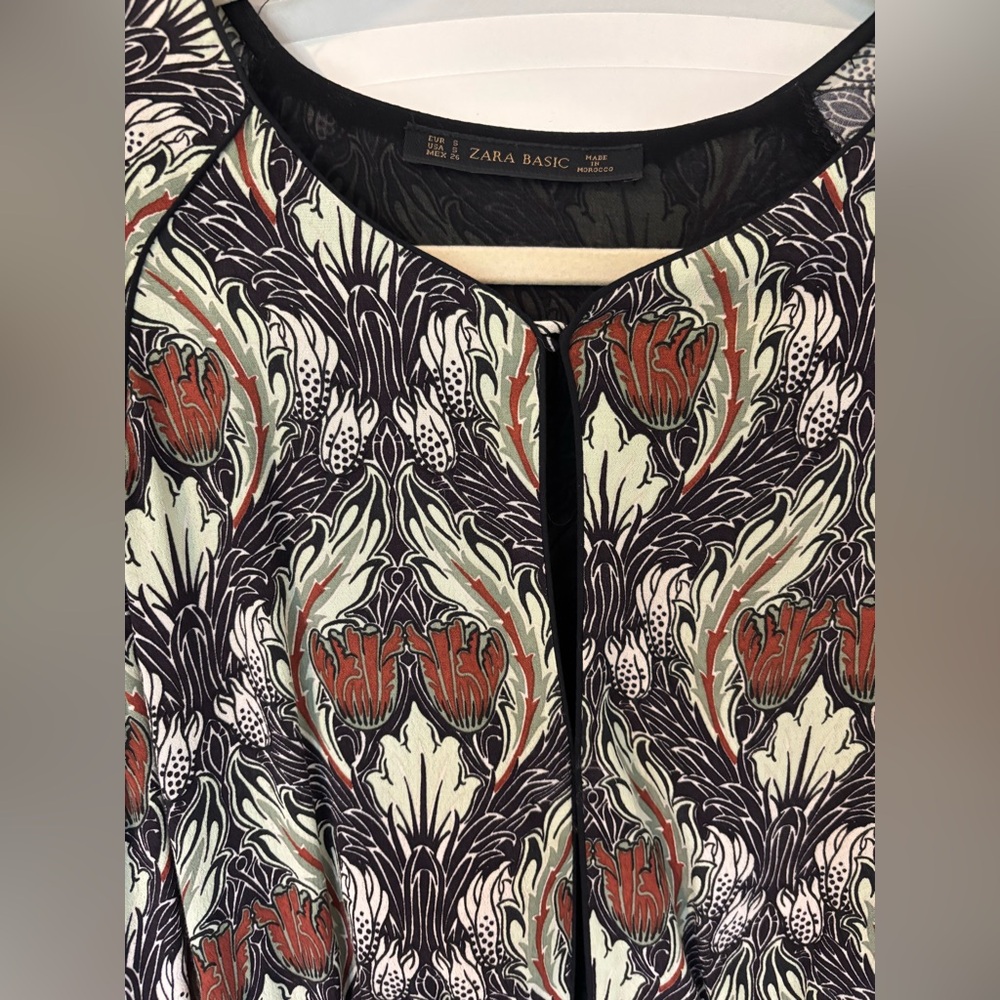 Zara Basic Long Sleeved Floral Patterned Dress Si… - image 7